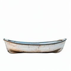 Wooden Boat Isolated on White Background — Traditional Boat, Maritime Concept, Nautical Decor