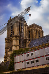 Reconstraction of Notre Dame in Paris vertical view