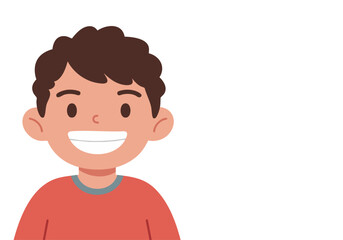 A cheerful young boy with a bright smile celebrates Dentist Day 2025. Simple, friendly illustration with a soft color palette. Ideal for promotional materials.