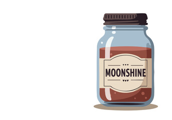 charming mason jar filled with moonshine adorned with a rustic label and playful antlers Celebrating National Moonshine Day with a vintage aesthetic Perfect for branding and promotional materials