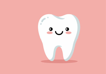 Cute cartoon tooth illustration with a heart and text 'I love my dentist day!' Bright, cheerful design suitable for dental promotions and educational materials. Clean, modern style.