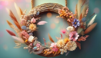 Frühlingskranz aus getrockneten Blüten