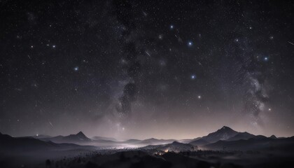 Diamond-dust sky, myriads of brilliant stars scattered across inky blackness ,  deep,  backdrop