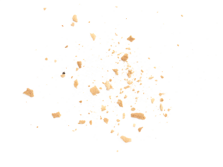 Crumbled Cookie Pieces Exploding on Black Background Food Photography