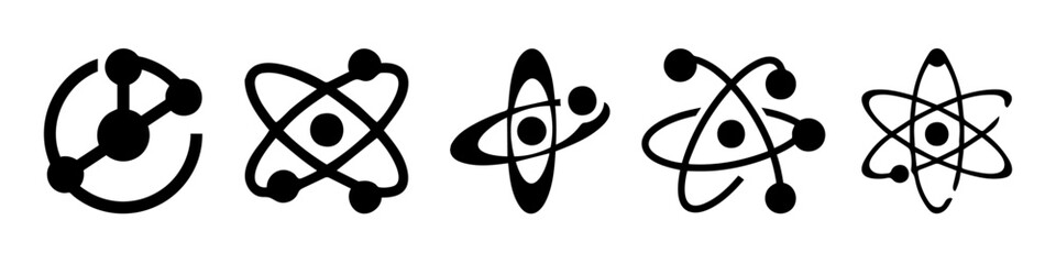 Scientific Atom Vector Icon Set - 5 Modern Molecular Illustrations (AI/EPS/JPEG Formats