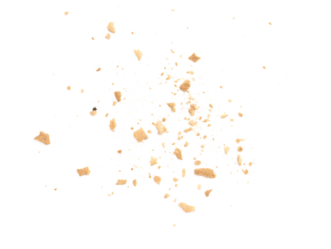 Crumbled Cookie Pieces Exploding on Black Background Food Photography
