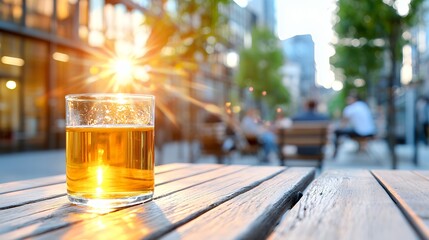 Glass of Beer on Outdoor Table