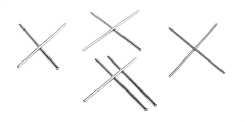 Multiple Metal Rods Crossed in Various Arrangements on Black Background