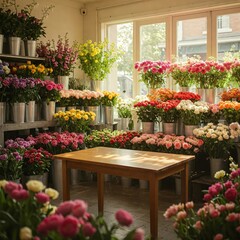 Fototapeta premium Flower Shop with Rich Floral Display