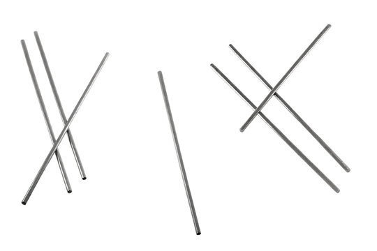 Abstract Composition of Intersecting Metal Rods on Black Background