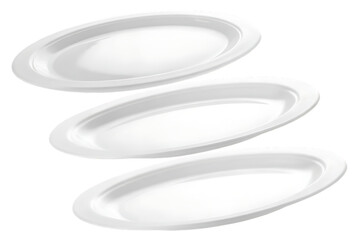 Naklejka premium Stack of Three White Disposable Oval Paper Plates
