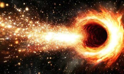 Obraz premium Fiery black hole accretion disk, cosmic dust, space