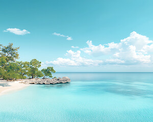 Fototapeta premium Tropical beach with clear water, and sunny day.