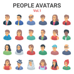 People avatars icons that are suitable for any project. And change your next projects with minimalist icon design, perfect for websites, mobile apps, books, social media, infographics, flyers, print, 