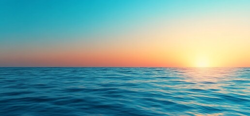 Obraz premium Serene Ocean Sunset: Vibrant Colors on the Horizon during Twilight Hours