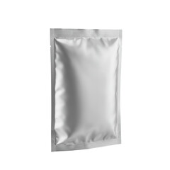 Blank silver foil sachet isolated on transparent background. mockup, packaging.