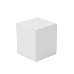 White cube isolated on transparent background for packaging, presentation, and display.