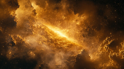 Golden Cosmic Nebula: Celestial Wonder