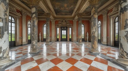 Obraz premium Spacious interior of a grand historical building.