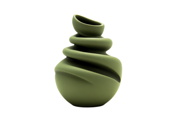 Modern green ceramic vase with unique spiral design for decor