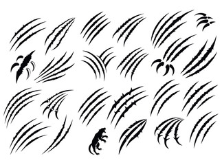Animal Claw Marks and Paw Prints, set of vector graphic claw marks and paw prints, perfect for graphic design illustration, claw marks, paw prints, animal tracks, animal silhouettes, animal designs, t
