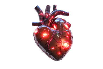 Glowing futuristic mechanical heart design displayed clearly