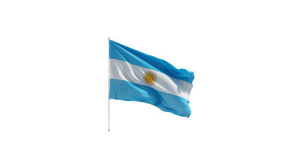 Waving Argentine flag, isolated on transparent background