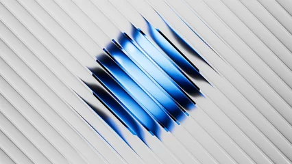 Fototapete Altes Krankenhaus Beelitz Ribbed glass effect. 3d rendered design featuring a sphere shape with blue and black gradient, set behind a white matt blinds  © NeoLeo