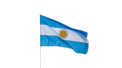 Waving Argentine flag, isolated on transparent background