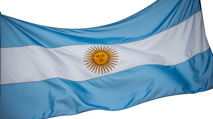 Waving Argentine flag, isolated on transparent background