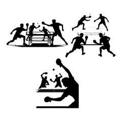 table tennis player peoples silhouette 