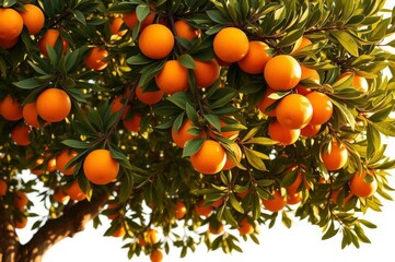 Mandarin Tree in Bloom with Ripe Oranges