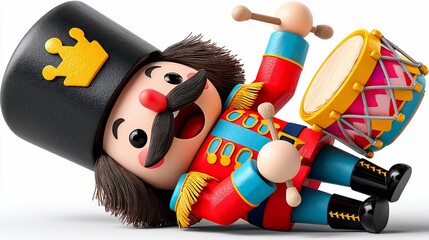 Joyful nutcracker soldier playing a drum