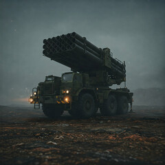 Fototapeta premium Barrage of Fire: The Missile Launch