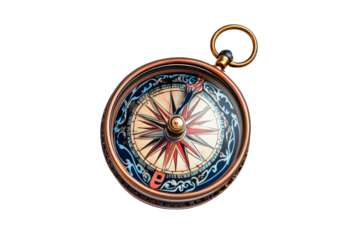 Decorative compass with intricate design on transparent background