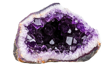 Amethyst geode showcasing brilliant purple crystals and unique shapes