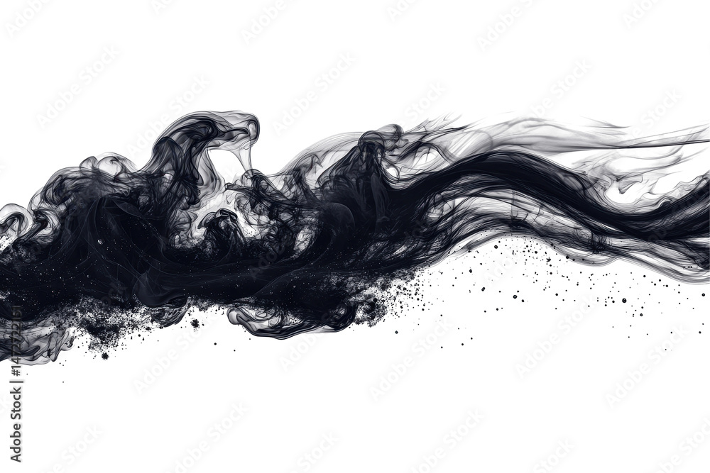 Aufkleber flowing black ink swirl with transparent background for artistic and creative projects