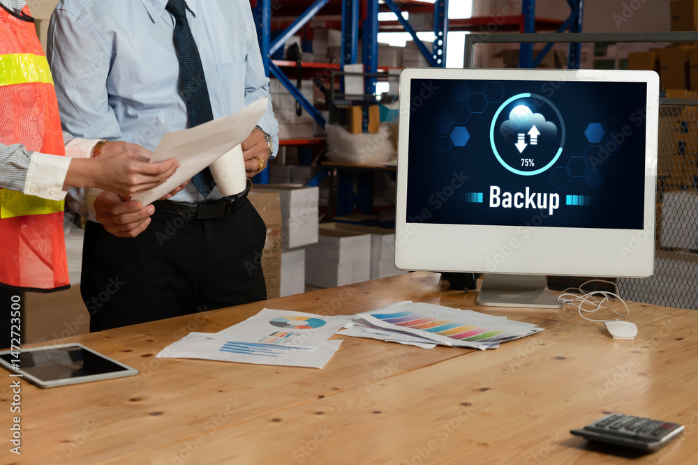 Poster backup storage data internet technology business concept. database storage cloud technology file dat