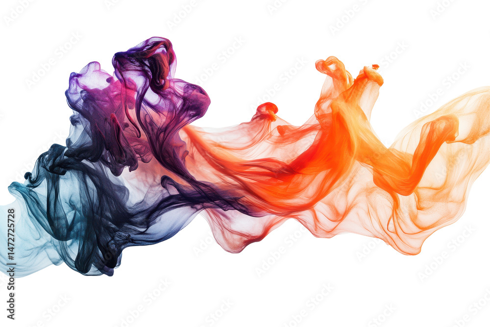 Aufkleber Colorful powder particles in motion creating a vibrant, artistic display of textures and hues on a transparent background