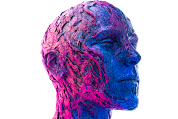 Vibrant, textured human figure sculpture