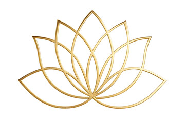 Lotus flower line art style with gold color, vesak day vector

