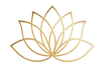 Lotus flower line art style with gold color, vesak day vector

