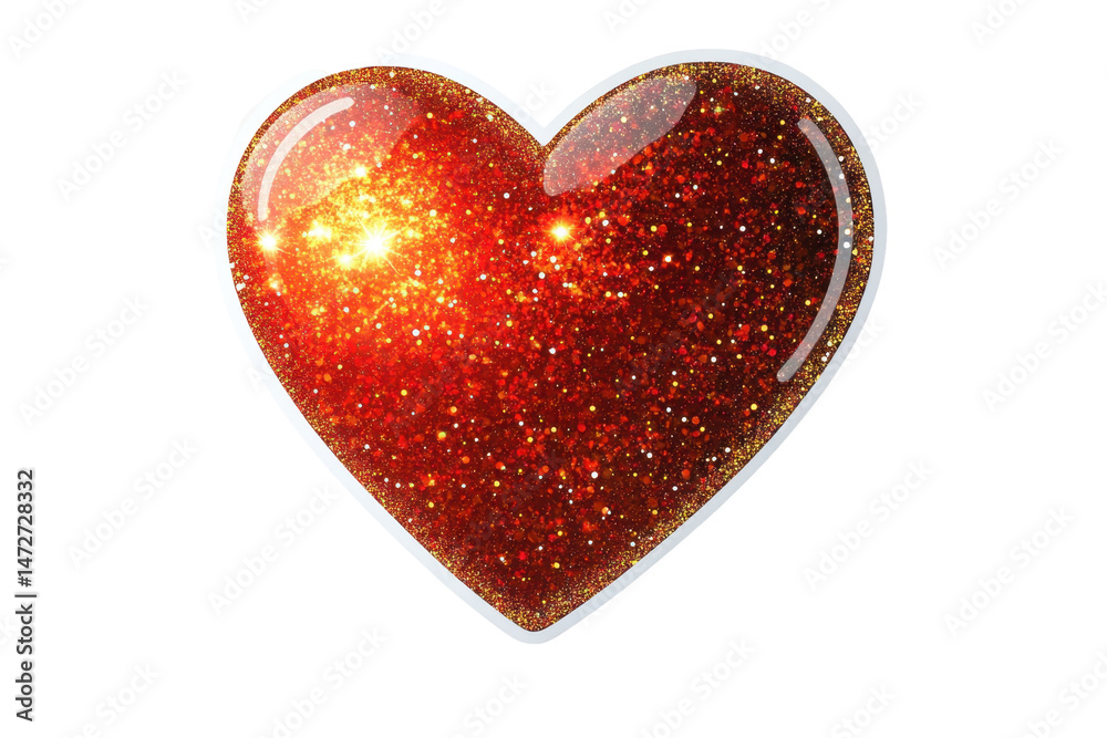 Aufkleber sparkling red heart with glitter effects, ideal for expressing love and affection in a romantic or f