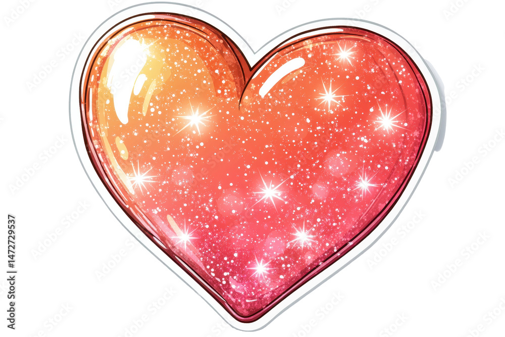 Poster sparkling red heart with glitter effects, ideal for expressing love and affection in a romantic or f