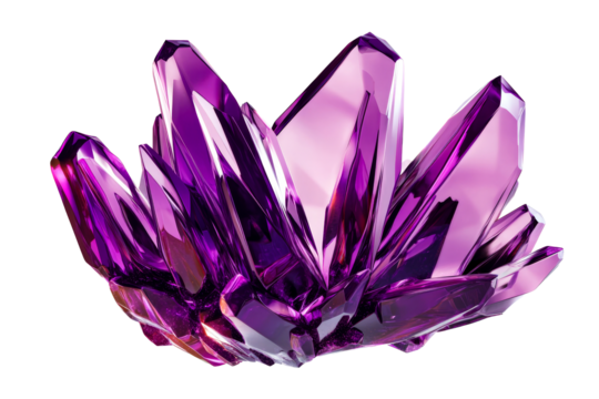 Elegant purple crystal arrangement with transparent background - Powered by Adobe