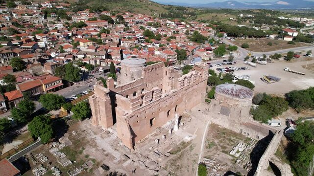 Red Basilica (Turkish: Kizil Avlu) in Bergama. Izmir, Turkey. Red Basilica is a temple in the ancient city of Pergamon.