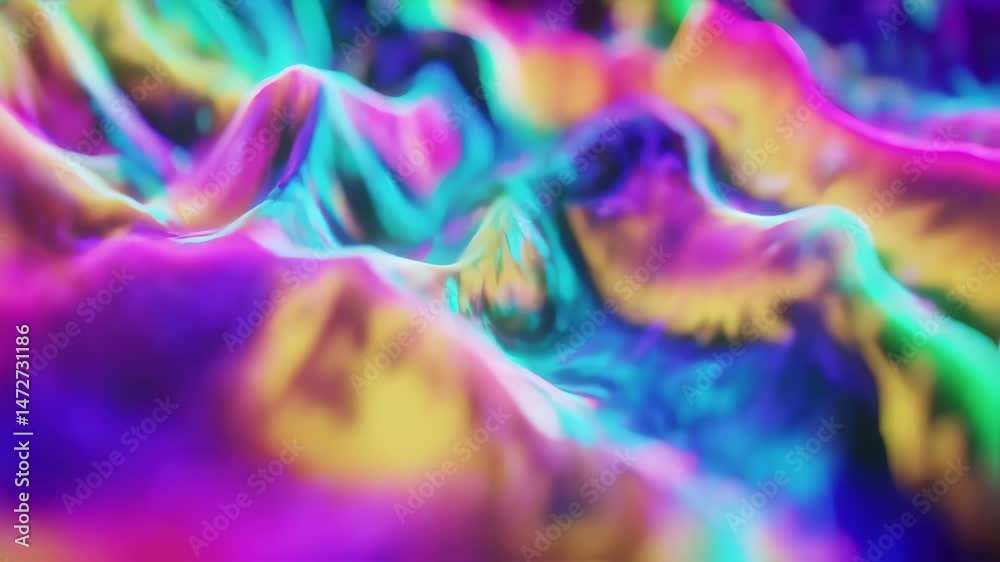 Poster Abstract holographic fluid texture loop with vibrant iridescent colors in motion, flowing pattern. Generated AI