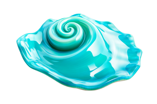 Beautiful spiral shell design with vibrant turquoise color