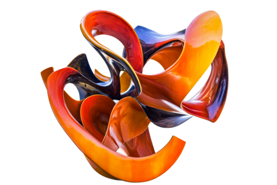 Abstract sculpture showcasing vibrant colors and fluid shapes