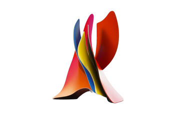 Colorful abstract sculpture with layered shapes and vibrant hues